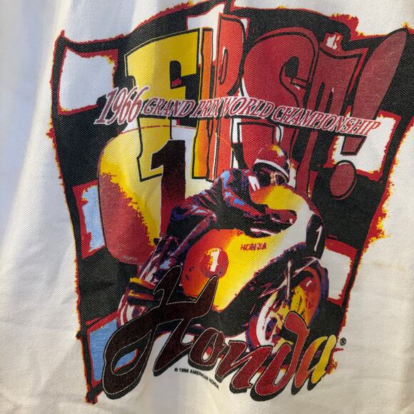 Vintage 1996 Honda Racing T-Shirt Grand Prix Sz Medium Made in USA Textured Knit - Picture 5 of 8